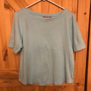 Chicos 2 Light Blue Women's Top Short Sleeve Soft Cotton
